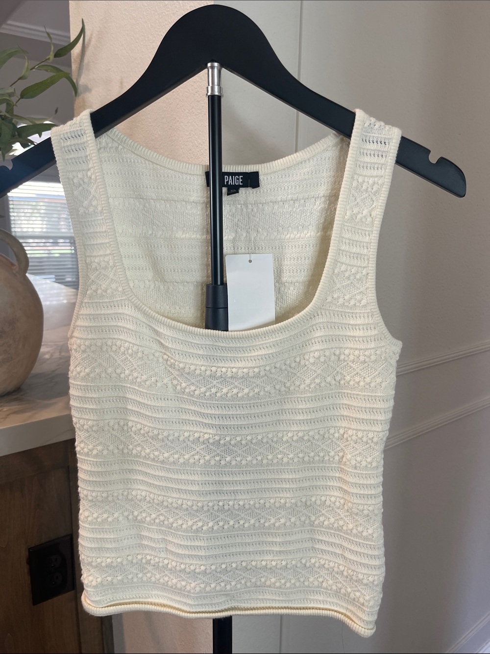 PAIGE Cream Knit Scoop Neck Tank - Picture 1 of 7